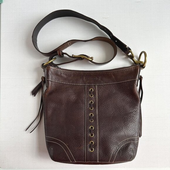 Coach Chelsea Laced Med Duffle Bag Brown Pebble Leather: Vintage 2006 Coach - Picture 1 of 10